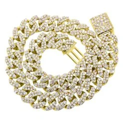 Ice Medley Cuban Bling Bling Chain 20MMWhite / Yellow Gold -Wandr Jewelry Store ice medley cuban bling bling chain 20mm white yellow gold hiphopbling 423329