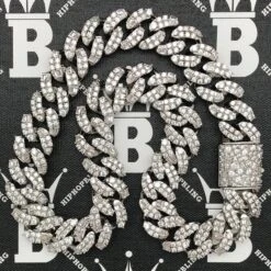 Ice Medley Cuban Bling Bling Chain 20MMWhite / Yellow Gold -Wandr Jewelry Store ice medley cuban bling bling chain 20mm white yellow gold hiphopbling 654037