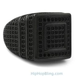 Ice Stacked Black CZ Micro Pave Iced Out Ring