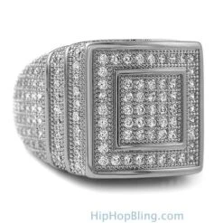 Ice Stacked Rhodium CZ Micro Pave Iced Out Ring