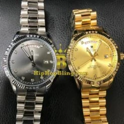 IceTime Falcon Gold Steel .12cttw Diamond Watch -Wandr Jewelry Store icetime falcon gold steel 12cttw diamond watch hiphopbling 913703