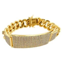 ID Cuban Bracelet Micro Pave Bling Gold Bracelet 7 ID Cuban Bracelet Micro Pave Bling Gold Bracelet -Wandr Jewelry Store id cuban bracelet micro pave bling gold bracelet 7 hiphopbling 117025