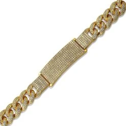 ID Cuban Bracelet Micro Pave Bling Gold Bracelet