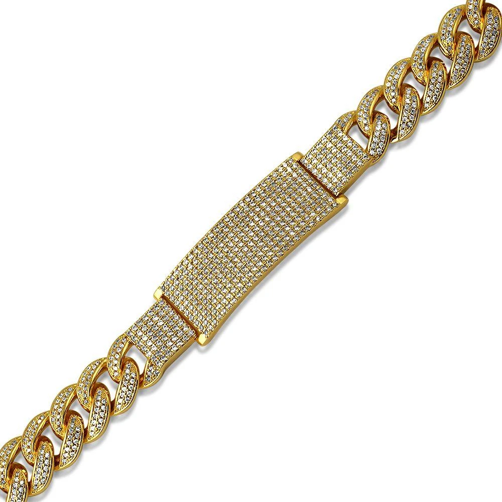 ID Cuban Bracelet Micro Pave Bling Gold Bracelet 1 ID Cuban Bracelet Micro Pave Bling Gold Bracelet