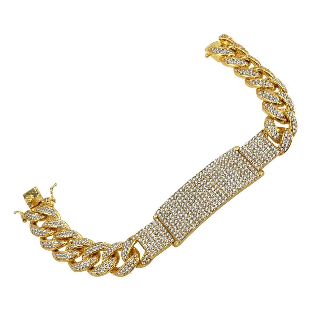 ID Cuban Bracelet Micro Pave Bling Gold Bracelet 2 ID Cuban Bracelet Micro Pave Bling Gold Bracelet - Image 2