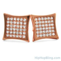 Kite 72 CZ Stones Rose Gold Bling Bling Earrings