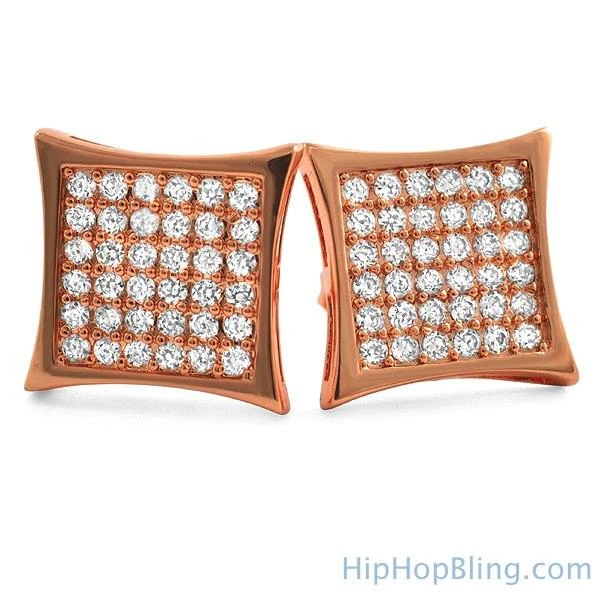 Kite 72 CZ Stones Rose Gold Bling Bling Earrings 1 Kite 72 CZ Stones Rose Gold Bling Bling Earrings
