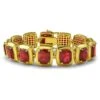 Lab Ruby CZ Clean Frame Gold Bracelet