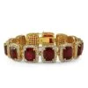 Lab Ruby GoldRed Gem Bracelet Bling