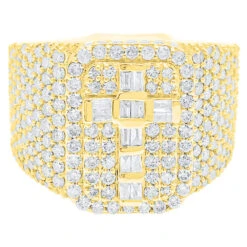 Large Baguette Cross Diamond Ring 3.90cttw 10K Gold -Wandr Jewelry Store large baguette cross diamond ring 390cttw 10k gold hiphopbling 754874