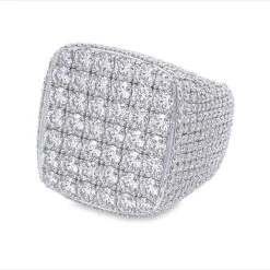 Large Cushion Iced Out VVS Moissanite Ring .925 Sterling Silver