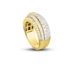 Layered 5 Row Diamond Ring 2.78cttw 10K Yellow Gold -Wandr Jewelry Store layered 5 row diamond ring 278cttw 10k yellow gold hiphopbling 676173