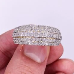 Layered 5 Row Diamond Ring 2.78cttw 10K Yellow Gold -Wandr Jewelry Store layered 5 row diamond ring 278cttw 10k yellow gold hiphopbling 828983