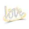 Love Script Diamond Ring 10K Gold