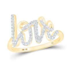 Love Script Diamond Ring 10K Gold