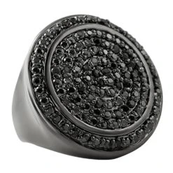Mega Circles Of Ice Black CZ Bling Bling Ring