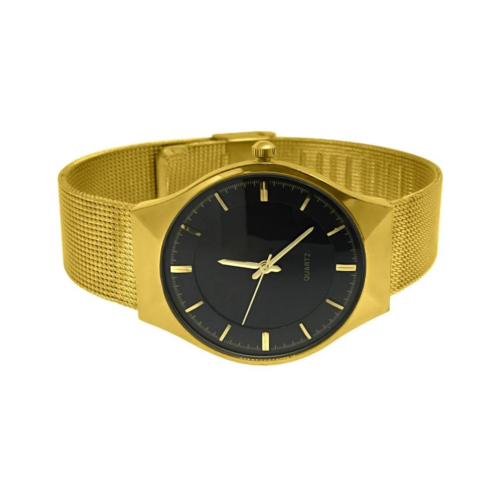 Mesh Band Black Dial Gold Modern Watch 1 Mesh Band Black Dial Gold Modern Watch