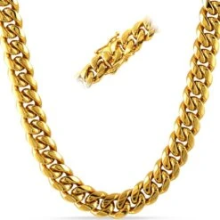 Miami Cuban Chain Yellow Gold -Wandr Jewelry Store miami cuban chain yellow gold 14mm 18 hiphopbling 407932