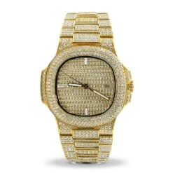 Modern CZ Stainless Steel Watch In Gold
