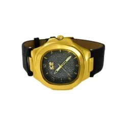 Modern Gold Fashion Watch Black Dial And Band