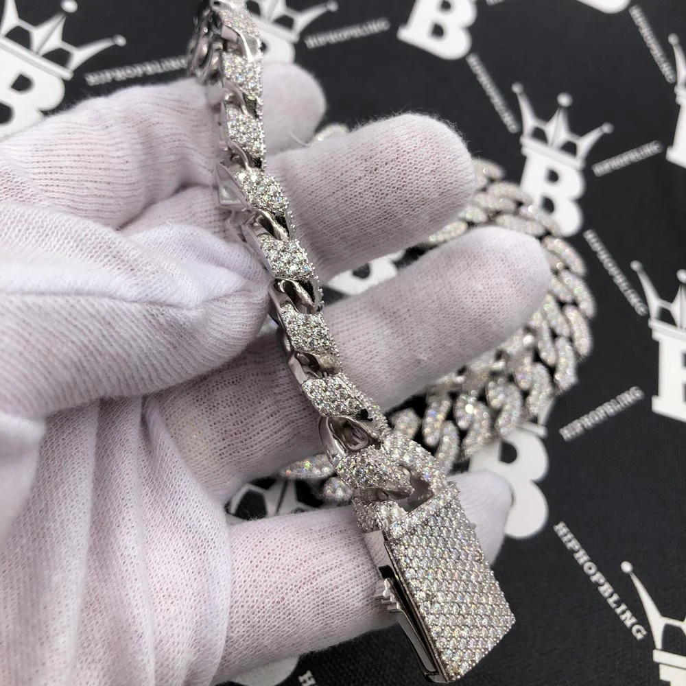 Moissanite 3D Cuban Chain Iced Out .925 Sterling Silver 4 Moissanite 3D Cuban Chain Iced Out .925 Sterling Silver - Image 4