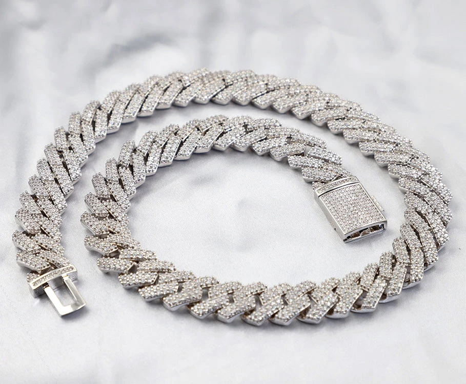 Moissanite Cuban Sharp Link Iced Out Chain 15MM .925 Sterling Silver 5 Moissanite Cuban Sharp Link Iced Out Chain 15MM .925 Sterling Silver - Image 5