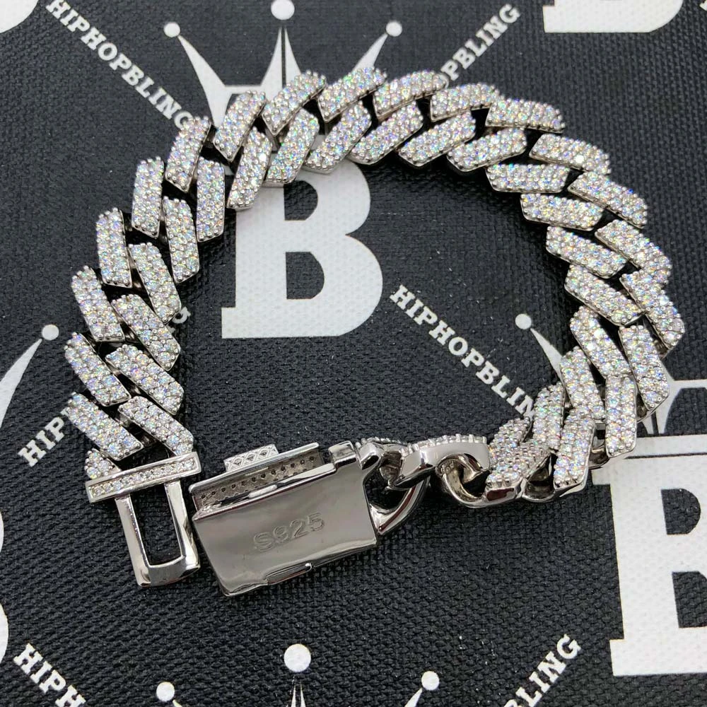 Moissanite Cuban Sharp Link Iced Out Chain 15MM .925 Sterling Silver 10 Moissanite Cuban Sharp Link Iced Out Chain 15MM .925 Sterling Silver - Image 10