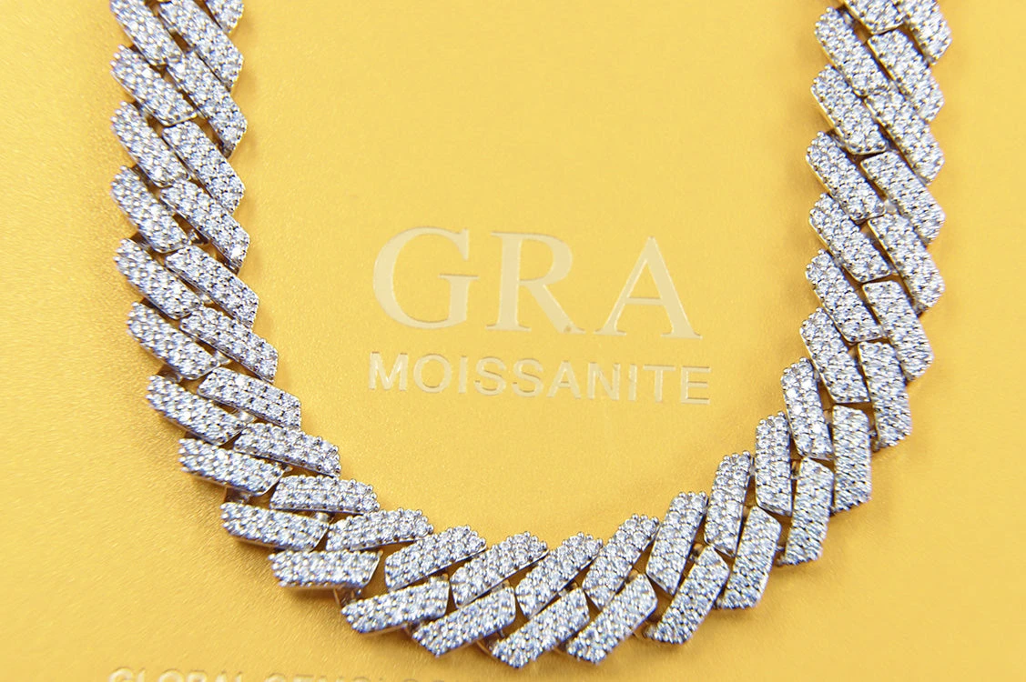 Moissanite Cuban Sharp Link Iced Out Chain 15MM .925 Sterling Silver 8 Moissanite Cuban Sharp Link Iced Out Chain 15MM .925 Sterling Silver - Image 8