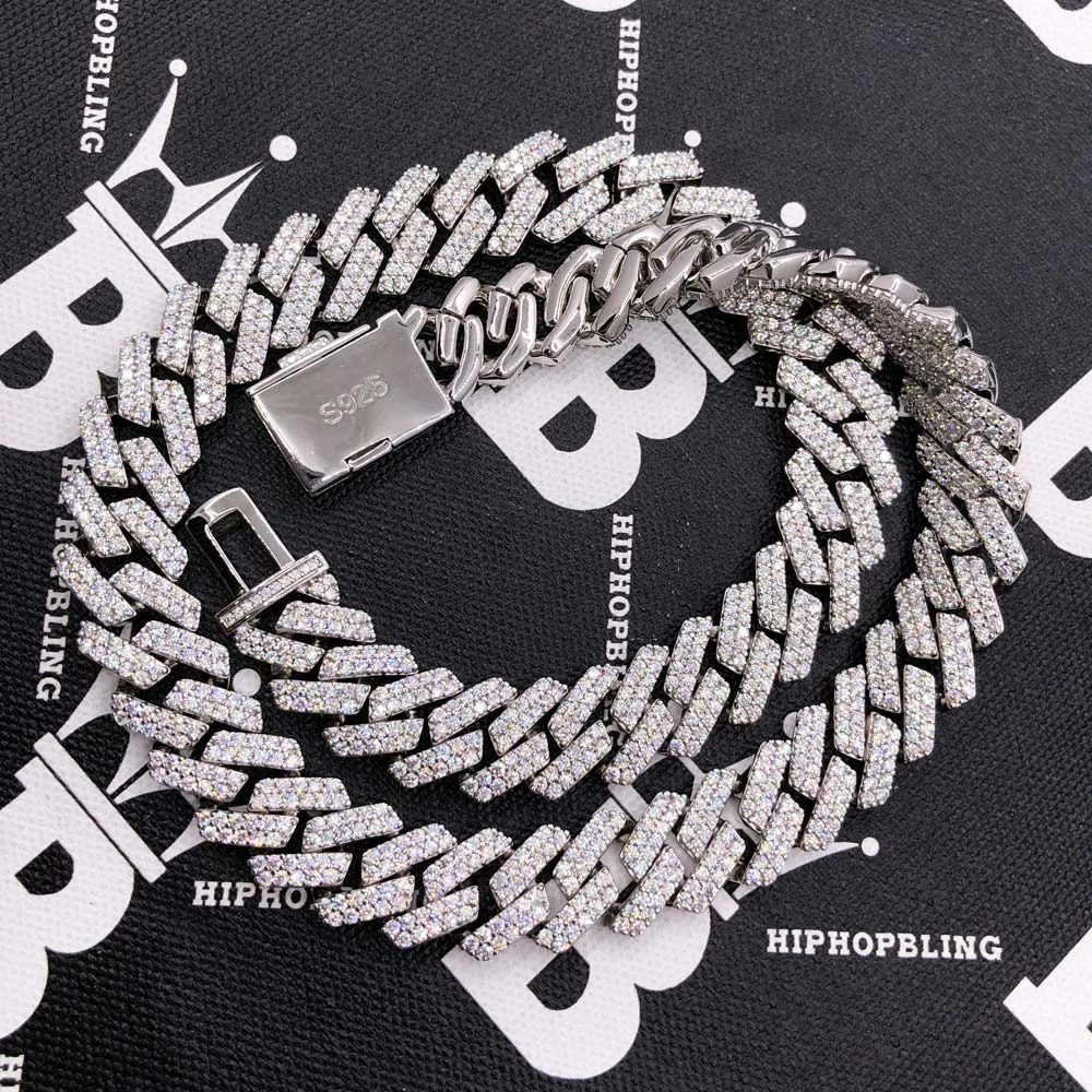 Moissanite Cuban Sharp Link Iced Out Chain 15MM .925 Sterling Silver 6 Moissanite Cuban Sharp Link Iced Out Chain 15MM .925 Sterling Silver - Image 6