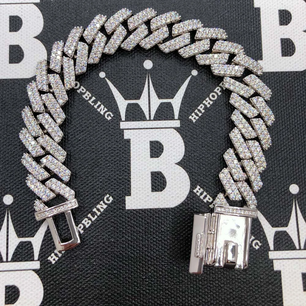 Moissanite Cuban Sharp Link Iced Out Chain 15MM .925 Sterling Silver 9 Moissanite Cuban Sharp Link Iced Out Chain 15MM .925 Sterling Silver - Image 9