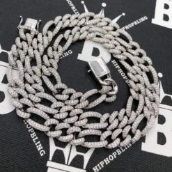 Moissanite Figaro Chain Iced Out .925 Sterling Silver -Wandr Jewelry Store moissanite figaro chain iced out 925 sterling silver hiphopbling 306904