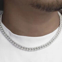 Moissanite Iced Out Miami Cuban Chain Link 9MM .925 Sterling Silver -Wandr Jewelry Store moissanite iced out miami cuban chain link 9mm 925 sterling silver hiphopbling 895751