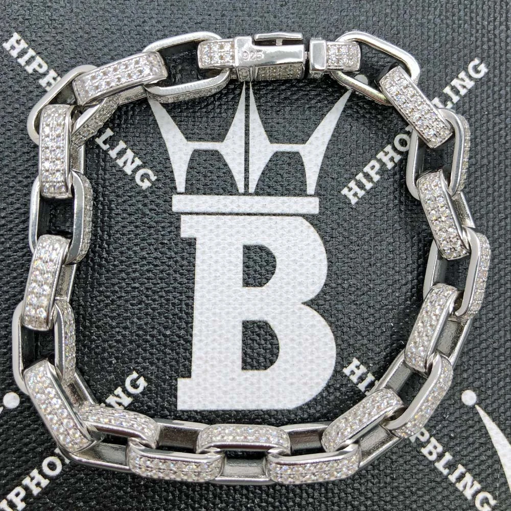 Moissanite Venetian Box Iced Out Chain .925 Sterling Silver 4 Moissanite Venetian Box Iced Out Chain .925 Sterling Silver - Image 4