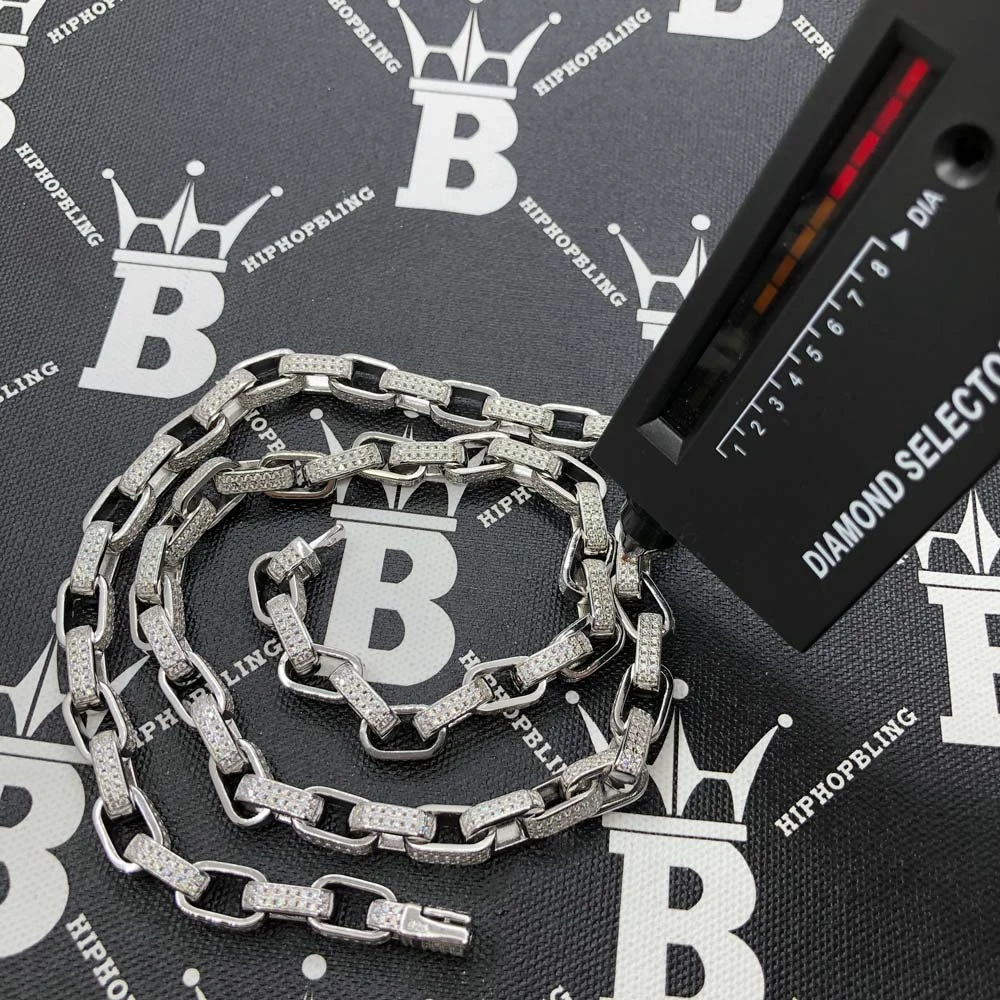 Moissanite Venetian Box Iced Out Chain .925 Sterling Silver 1 Moissanite Venetian Box Iced Out Chain .925 Sterling Silver