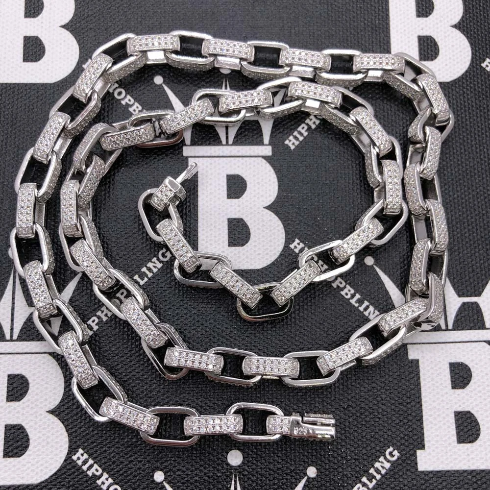 Moissanite Venetian Box Iced Out Chain .925 Sterling Silver 3 Moissanite Venetian Box Iced Out Chain .925 Sterling Silver - Image 3