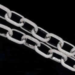 Oval Rolo Link CZ Hip Hop Bling Bling Chain -Wandr Jewelry Store oval rolo link cz hip hop bling bling chain white gold 18 hiphopbling 334922