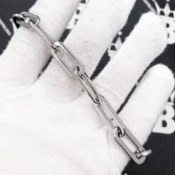 Paperclip Link Bracelet In Stainless Steel -Wandr Jewelry Store paperclip link bracelet in stainless steel white gold 7 hiphopbling 251428