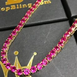 Pigeon Ruby 4MM Gold 1 Row Tennis Chain