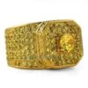 Presidential Canary CZ Gold Bling Bling Ring