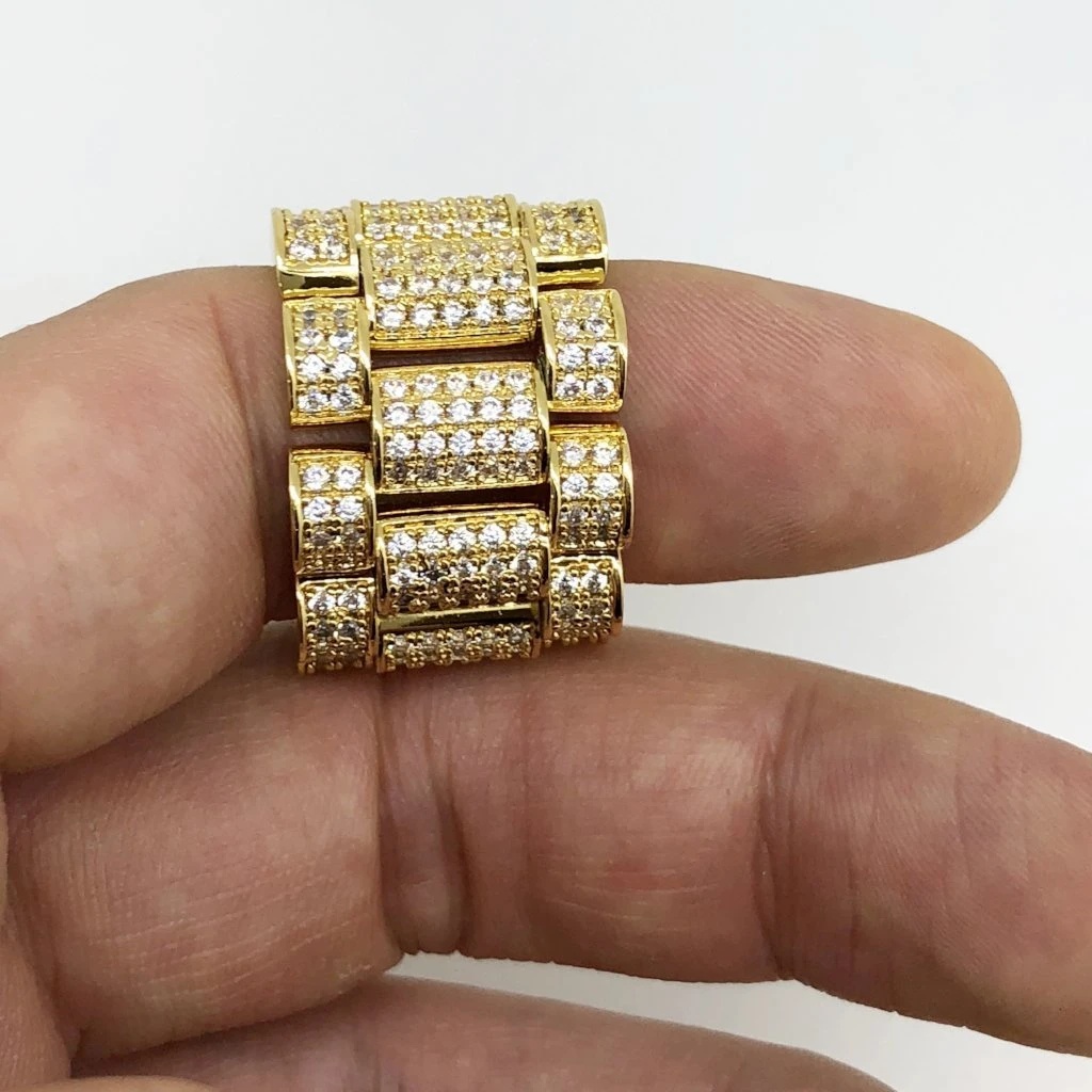 Presidential Link Gold CZ Bling Bling Ring 3 Presidential Link Gold CZ Bling Bling Ring - Image 3