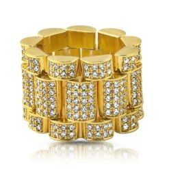 Presidential Link Gold CZ Bling Bling Ring
