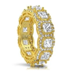 Princess Cluster CZ Eternity Band Hip Hop Ring