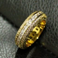 Princess Cut Channel Set Micro Pave CZ Eternity Band Ring In Gold -Wandr Jewelry Store princess cut channel set micro pave cz eternity band ring in gold 7 hiphopbling 417809