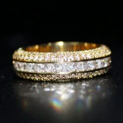 Princess Cut Channel Set Micro Pave CZ Eternity Band Ring In Gold -Wandr Jewelry Store princess cut channel set micro pave cz eternity band ring in gold 8 hiphopbling 132884