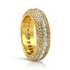 Princess Cut Channel Set Micro Pave CZ Eternity Band Ring In Gold