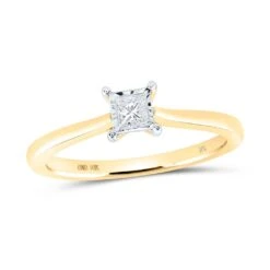 Princess Cut Miracle Solitaire Diamond Ring 10K Gold