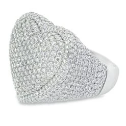 Puffed Heart Iced Out VVS Moissanite Ring .925 Sterling Silver