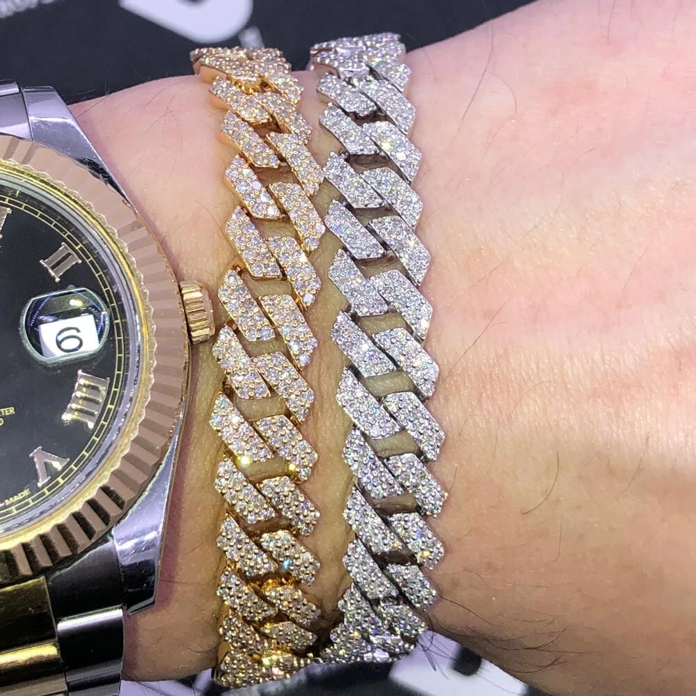 Real Diamond Cuban Bracelet 10MM Sharp Links 10K Yellow Or White Gold 4 Real Diamond Cuban Bracelet 10MM Sharp Links 10K Yellow Or White Gold - Image 4