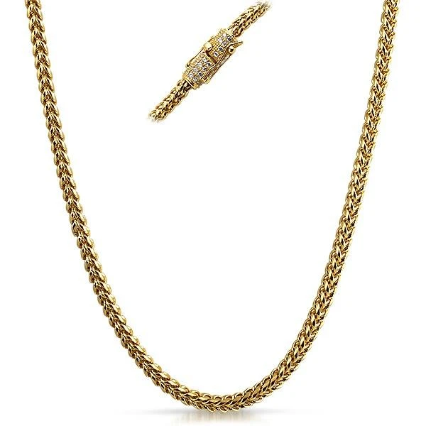 Real Diamond Stainless Steel Gold Hip Hop Chain 4MM 1 Real Diamond Stainless Steel Gold Hip Hop Chain 4MM