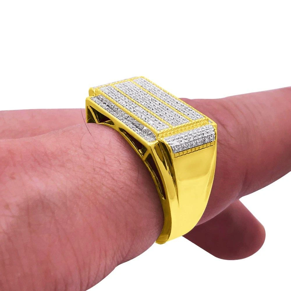 Rectangle Block .38cttw Diamond 10K Yellow Gold Ring 2 Rectangle Block .38cttw Diamond 10K Yellow Gold Ring - Image 2